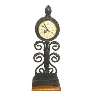 Vintage Richard Ward 18” Metal  Mantle Clock Leaves~Works great